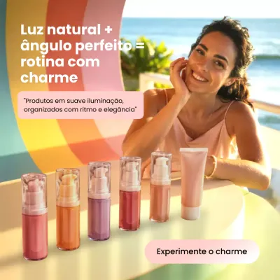 Publicação colorida e moderna de produtos para cuidados com a pele no Instagram