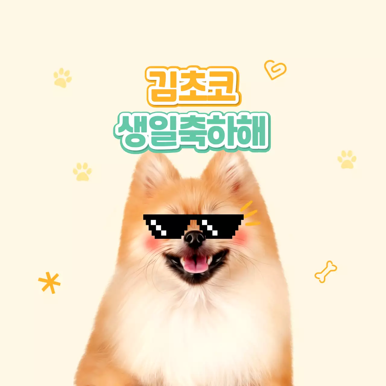 베이지 개그 생일 응원