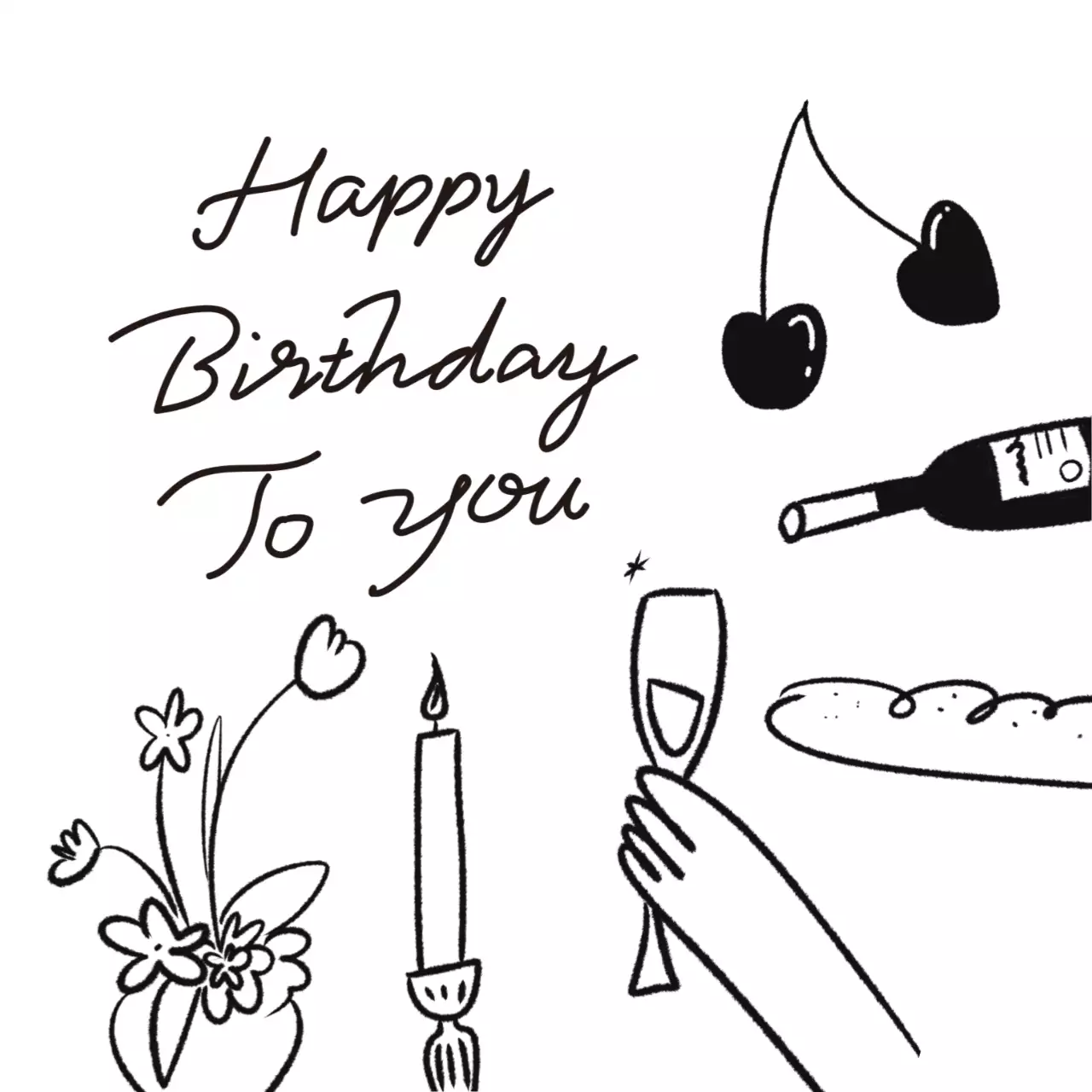 흑백 심플 생일 기념