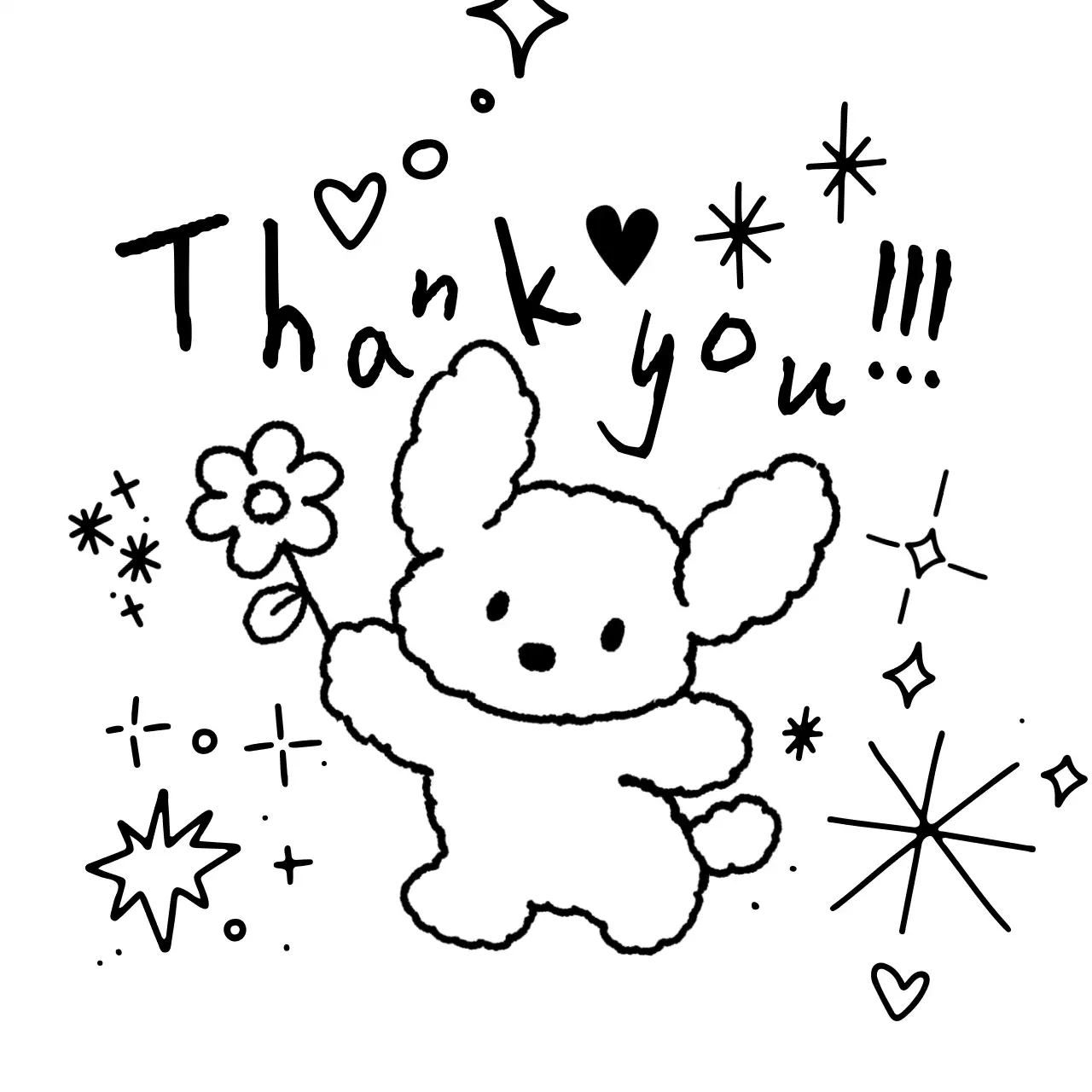 흑백 아기자기한 감사 인사