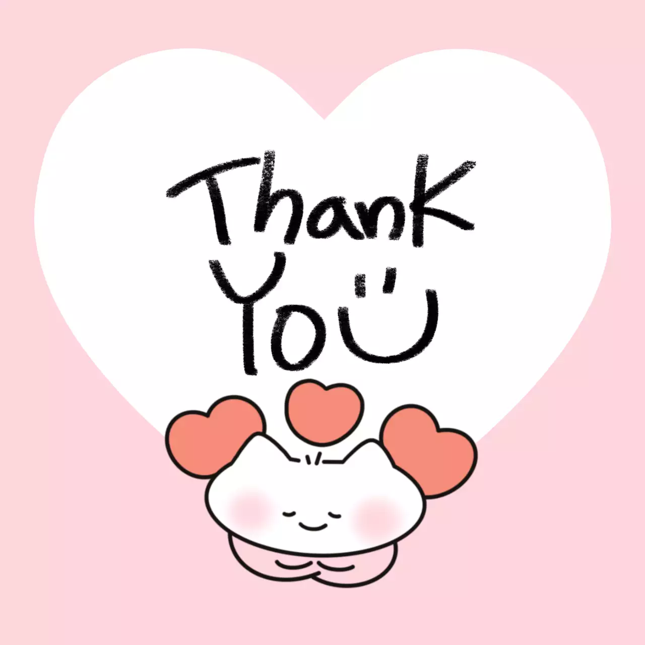 핑크 아기자기한 감사 엽서