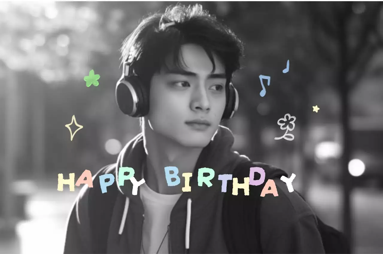 흑백 심플 생일 기념