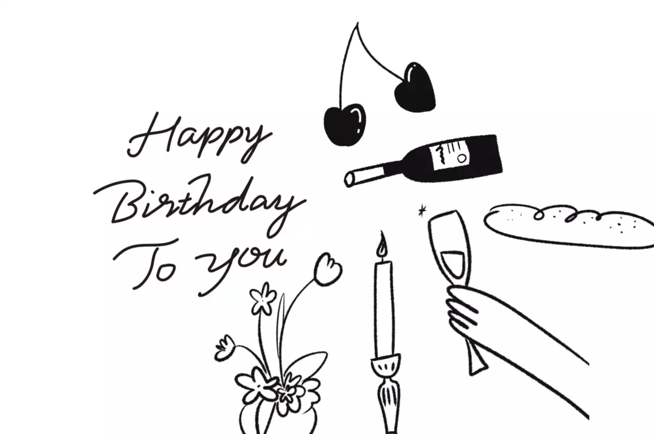 흑백 심플 생일 축제