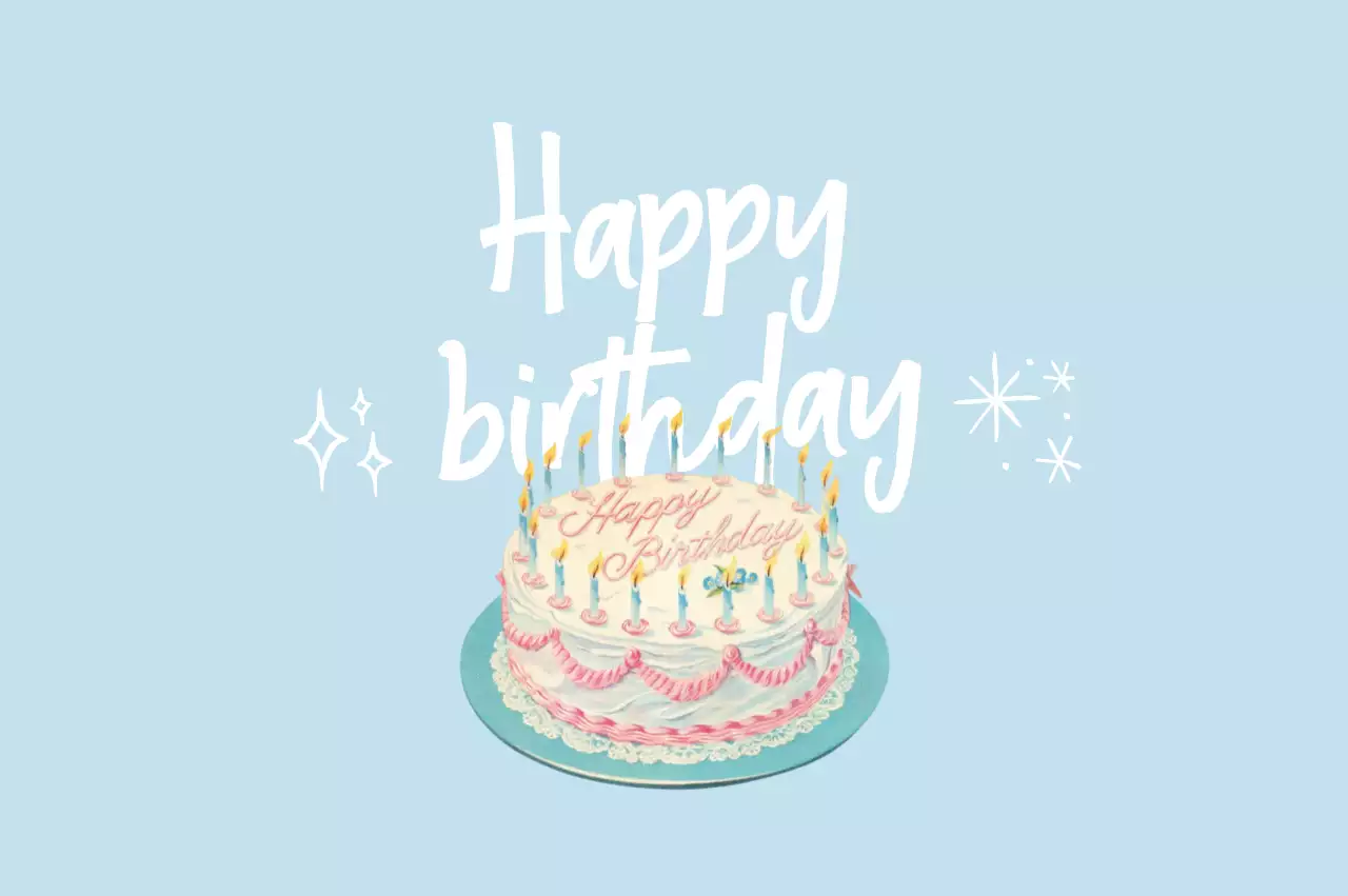 하늘색 심플 생일 축제