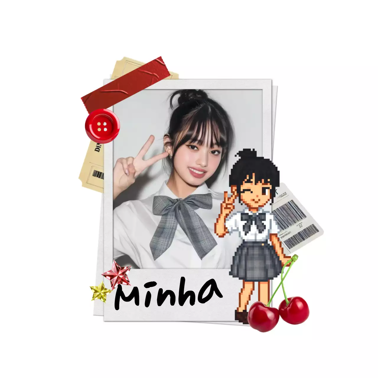 白黒 キュート キャラクター プロフィール ドット絵人物