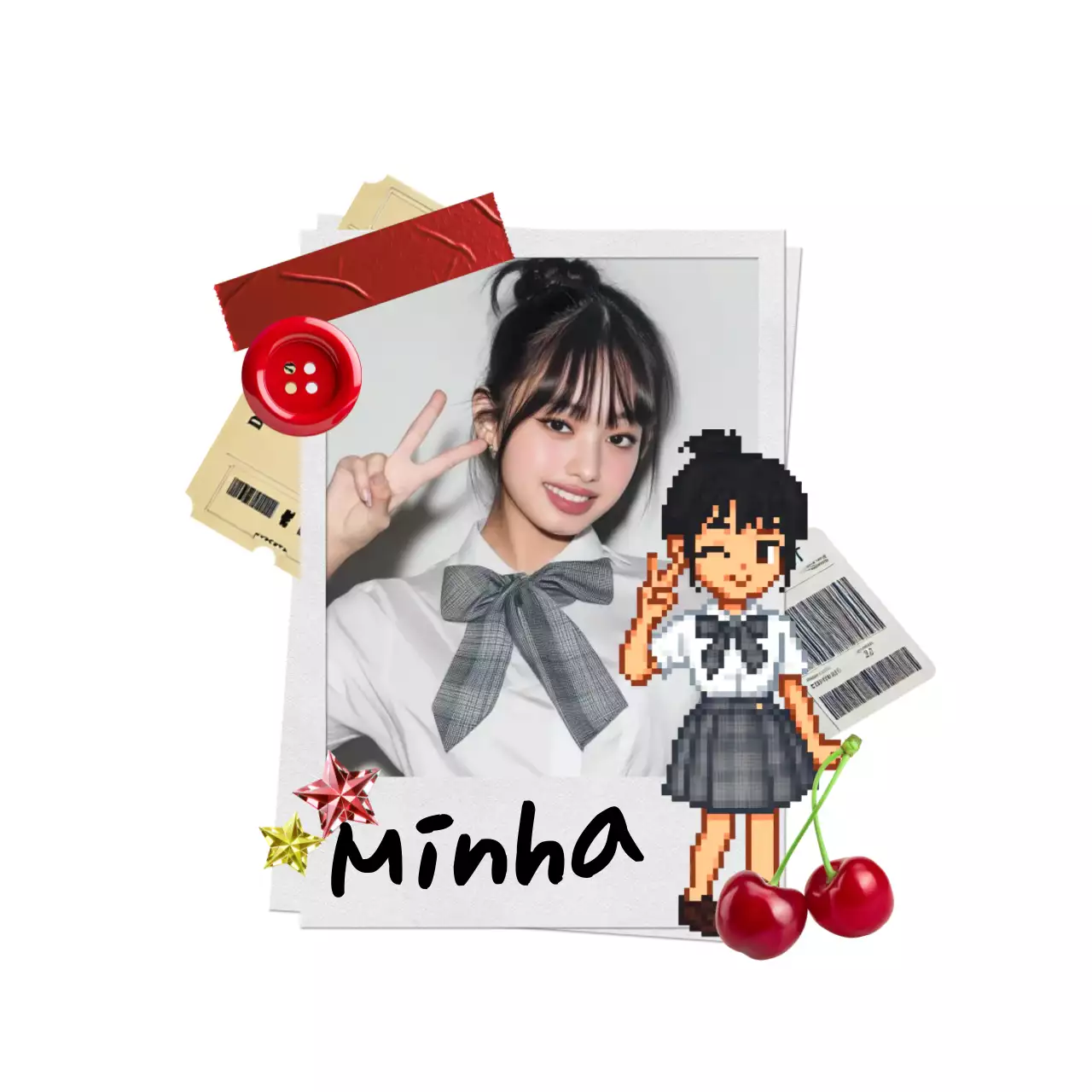 白黒 キュート キャラクター プロフィール ドット絵人物