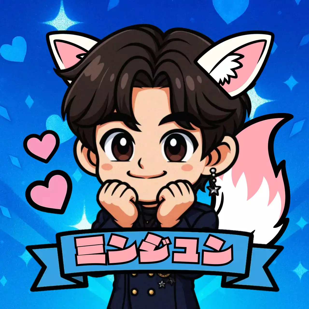 青 かわいい キャラクター デフォルメ人物