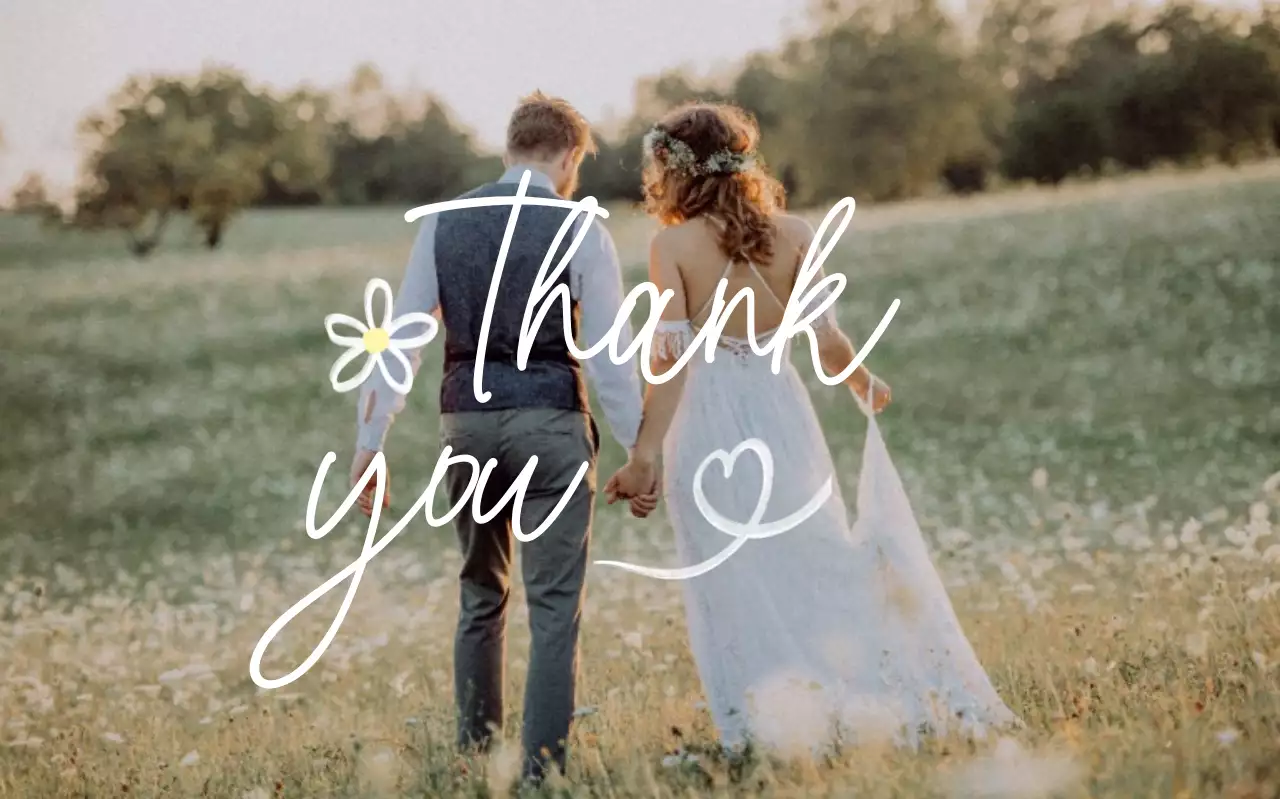 초록 우아한 결혼 감사