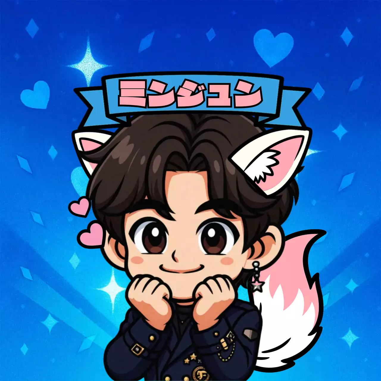 青 かわいい キャラクター デフォルメ人物