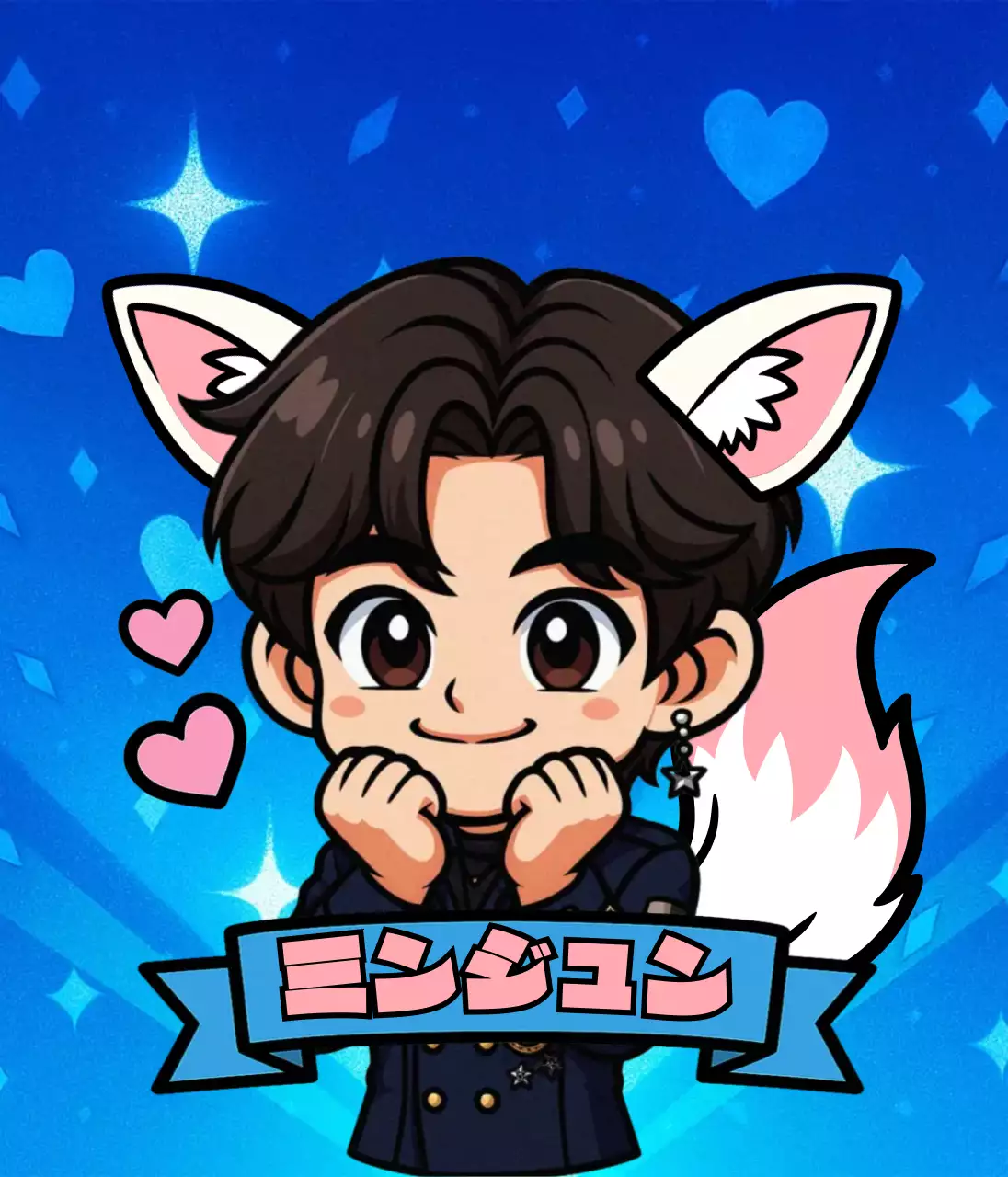 青 かわいい キャラクター デフォルメ人物