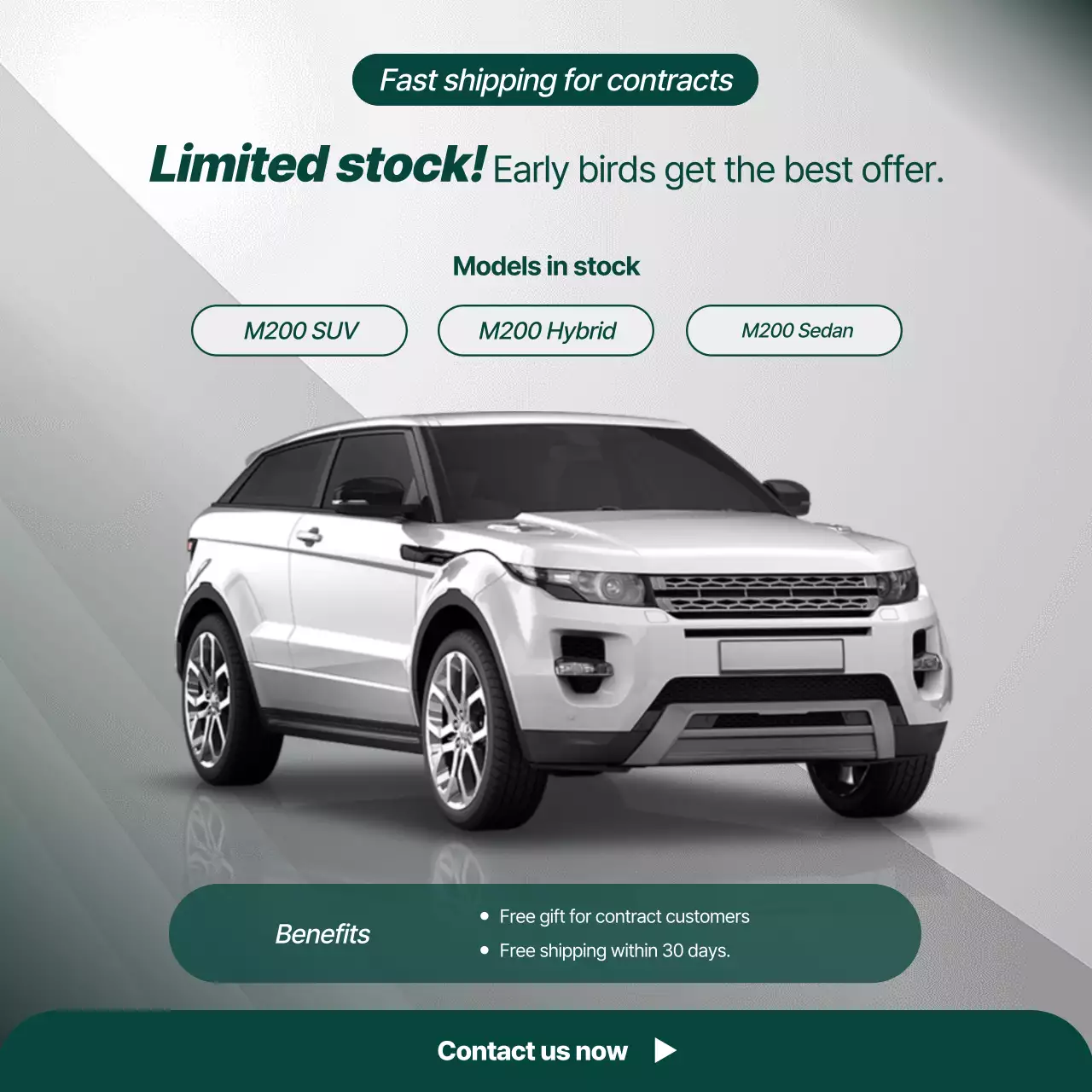 quảng cáo xe hơi hiện đại màu xám