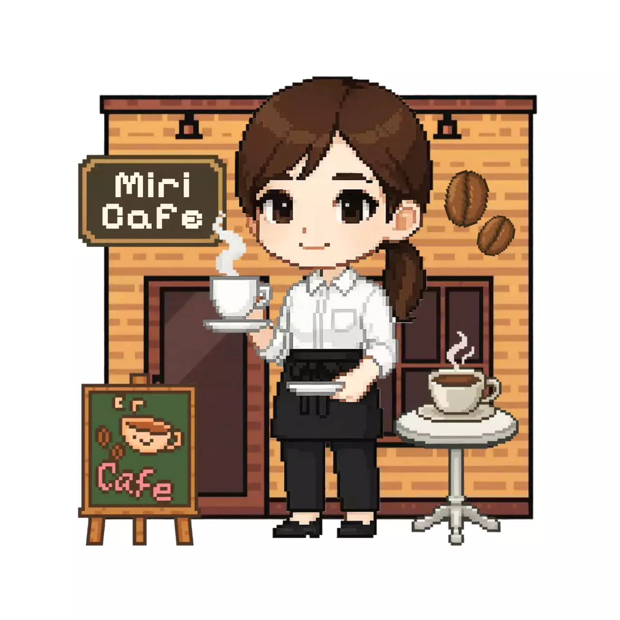 茶色 かわいい カフェ ドット絵業集