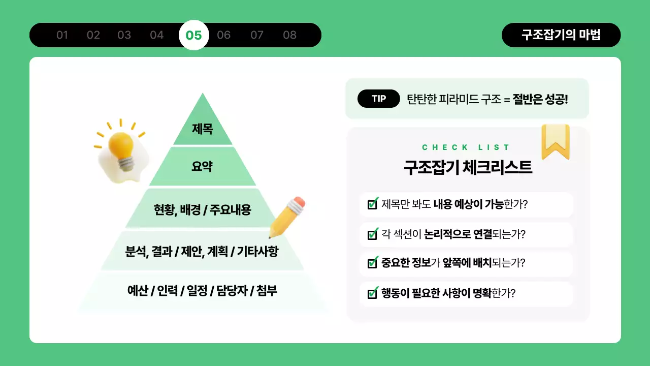 민트 깔끔 업무 보고서 설명