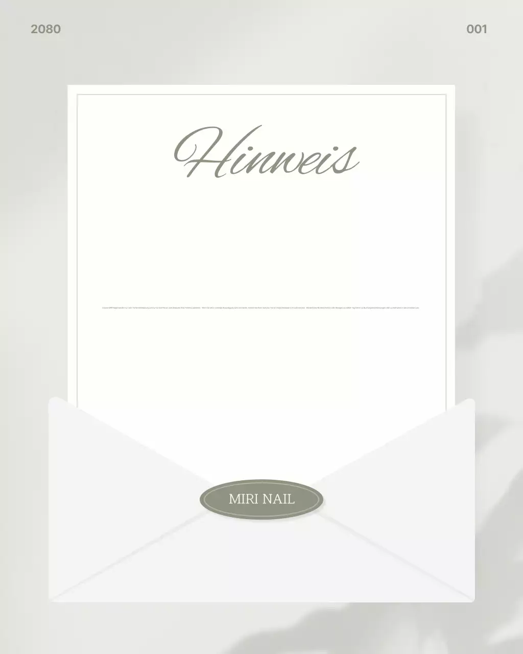 Hinweis zur Reservierung für das saubere, graue Nagelstudio