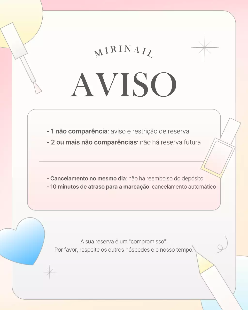 Guia de reservas da Pink's Cute Nail Shop