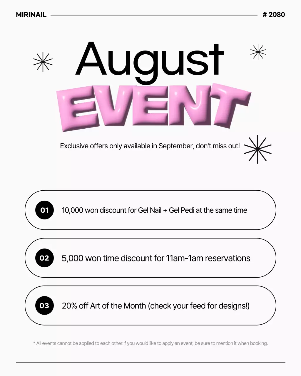 Announcement of a modern white and black nail salon event