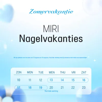 Een schone, hemelsblauwe nagelsalonvakantiegids