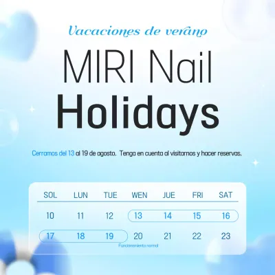 Una guía de vacaciones en un salón de uñas limpio y de color azul cielo