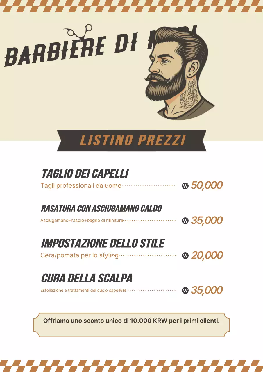 Listino prezzi del salone di bellezza Beige Vintage