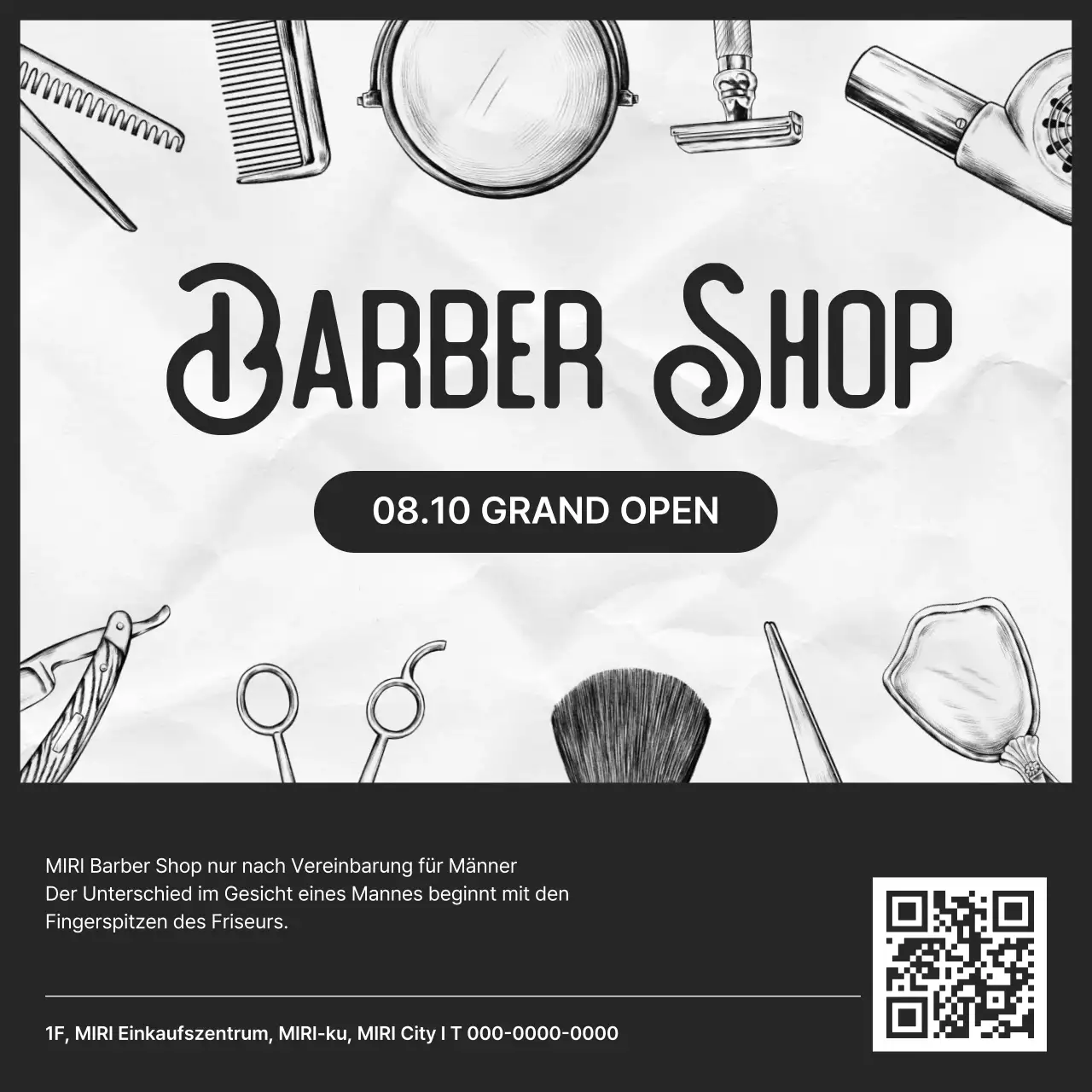 Schwarz und weiß Vintage Barber Shop geöffnet