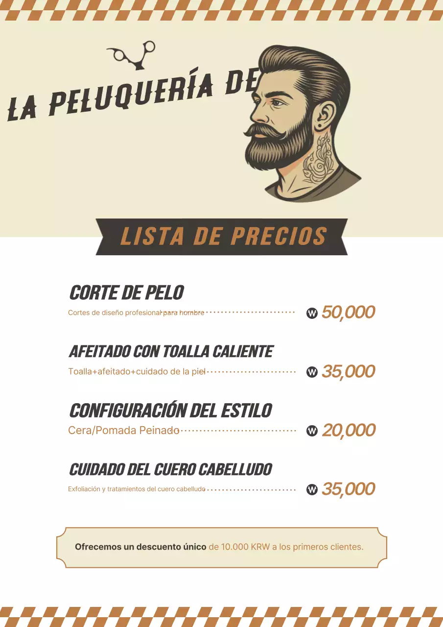 Lista de precios del salón de belleza Beige Vintage