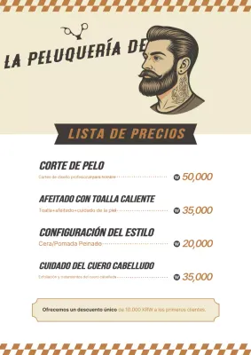 Lista de precios del salón de belleza Beige Vintage