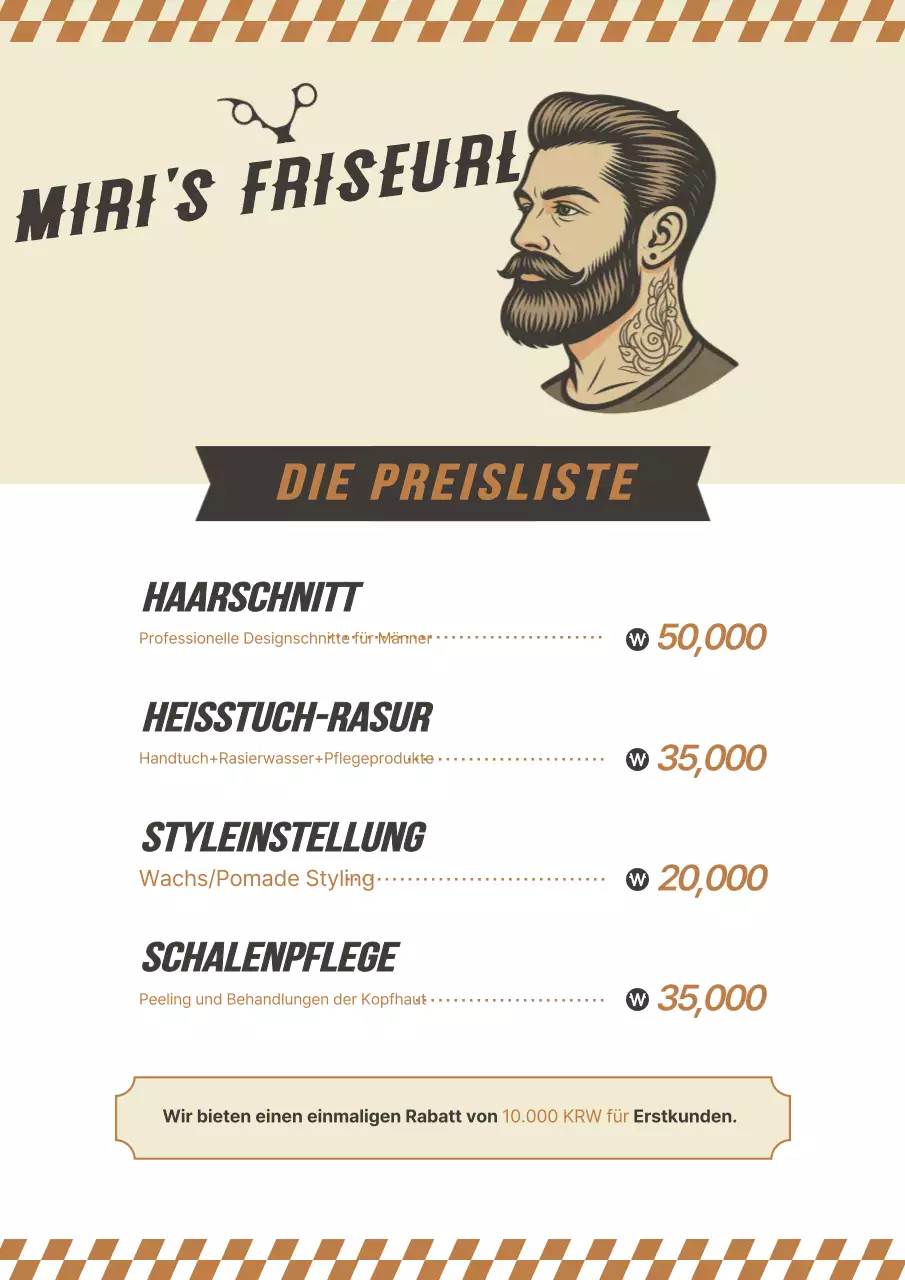 Beige Vintage Beauty Salon Preisliste