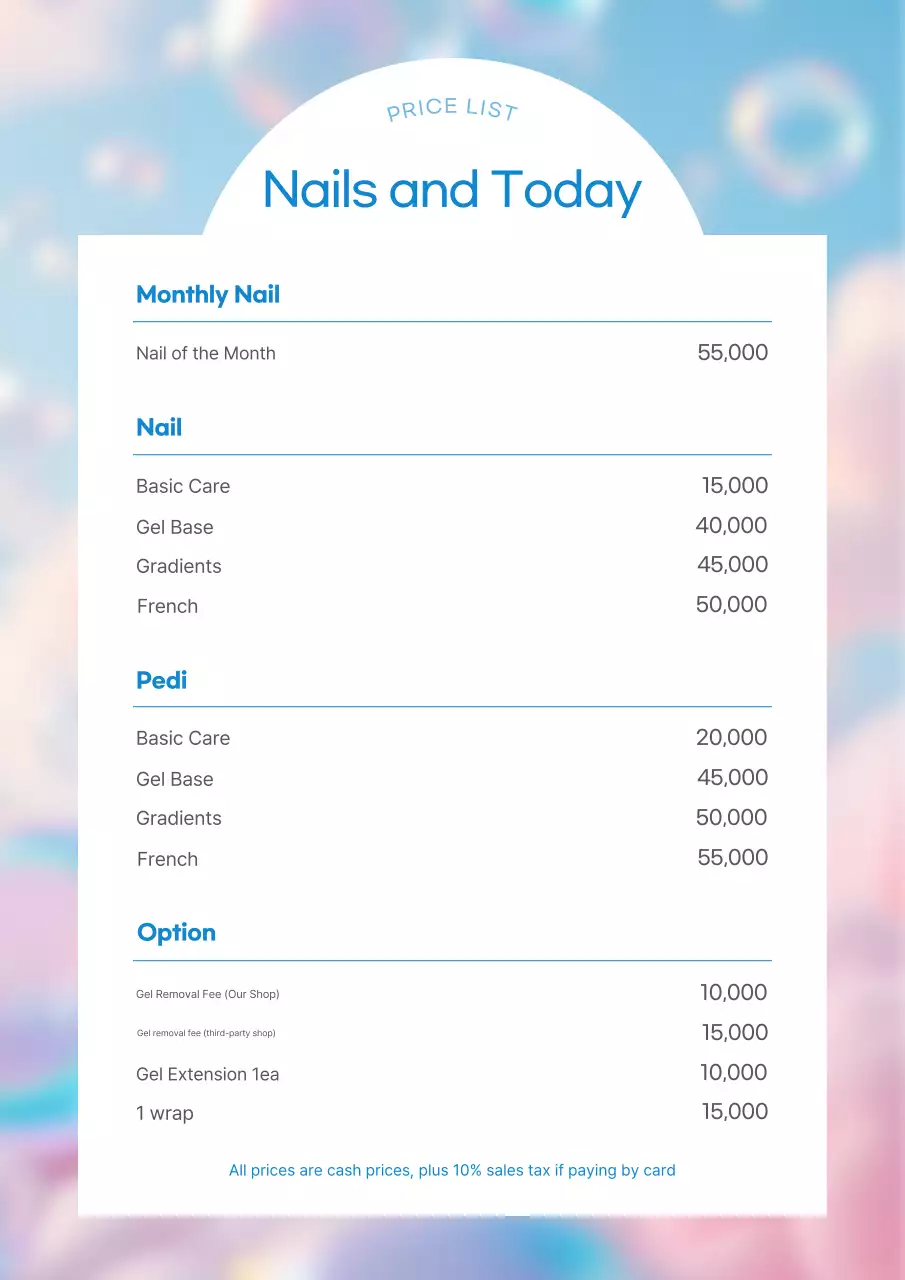 Daftar Harga Kuku Biru Sederhana