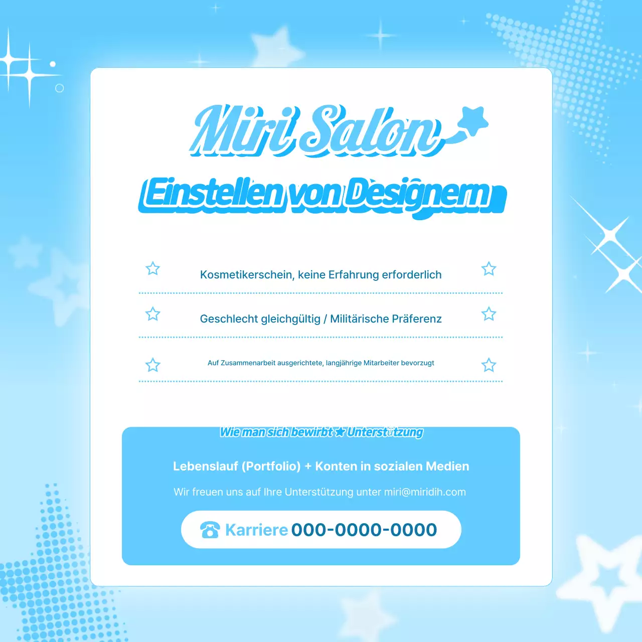 Himmelblaue einfache Stellenausschreibung