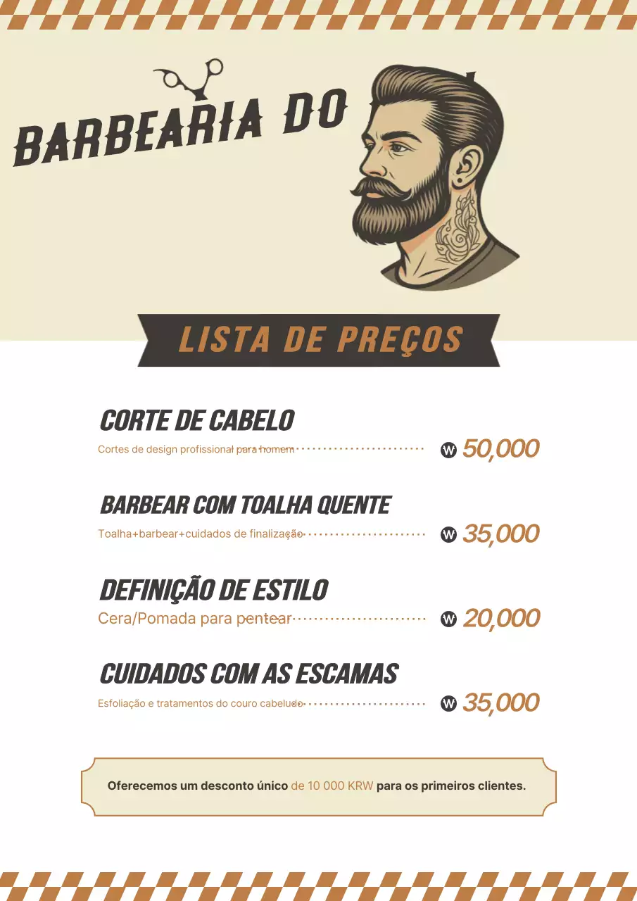Lista de preços de salão de beleza vintage bege