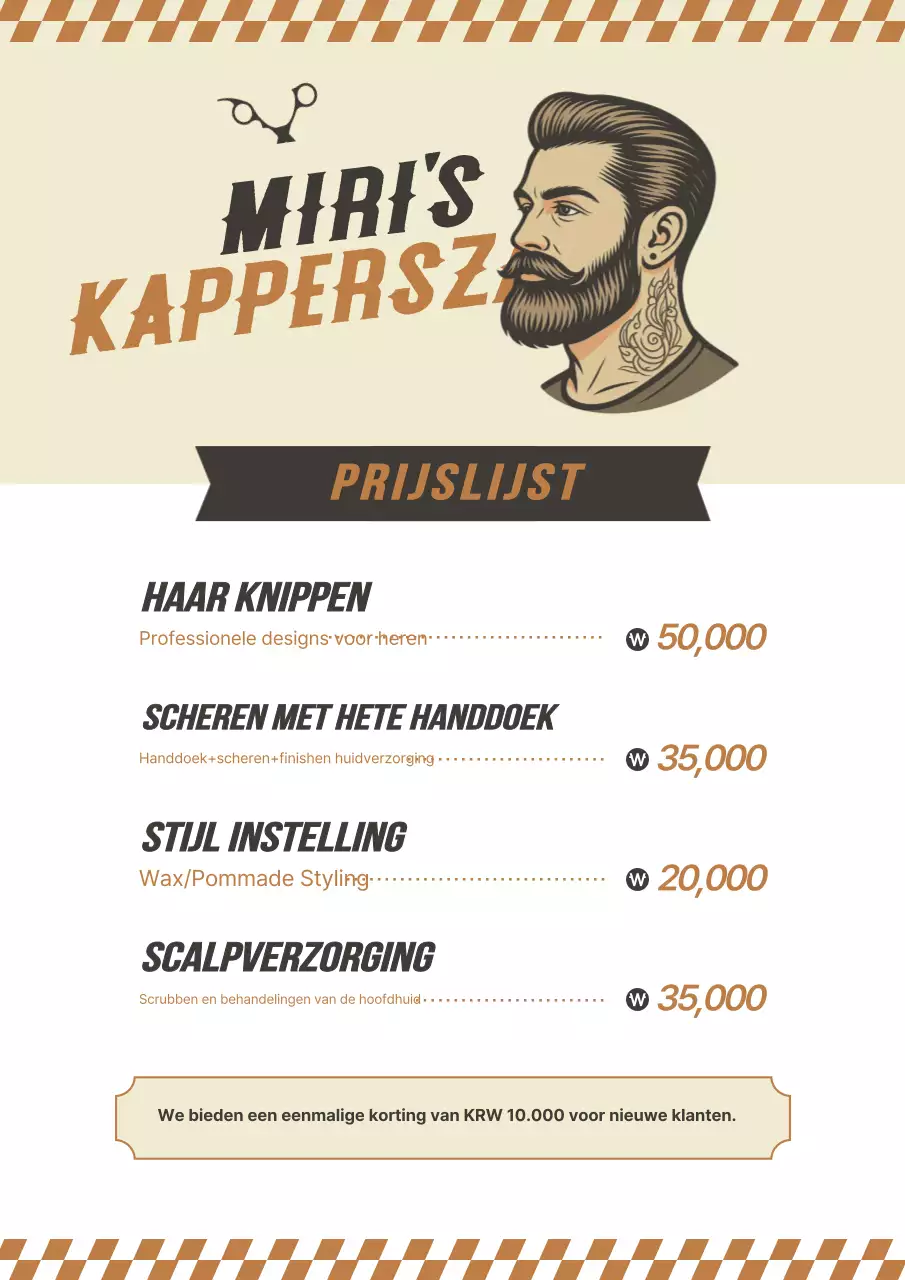 Beige Vintage Schoonheidssalon Prijslijst