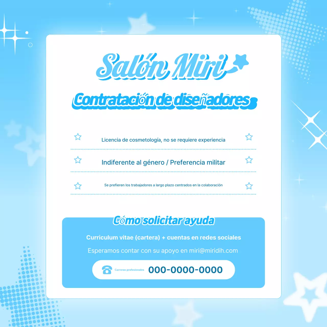 Oferta de trabajo sencilla en Sky Blue