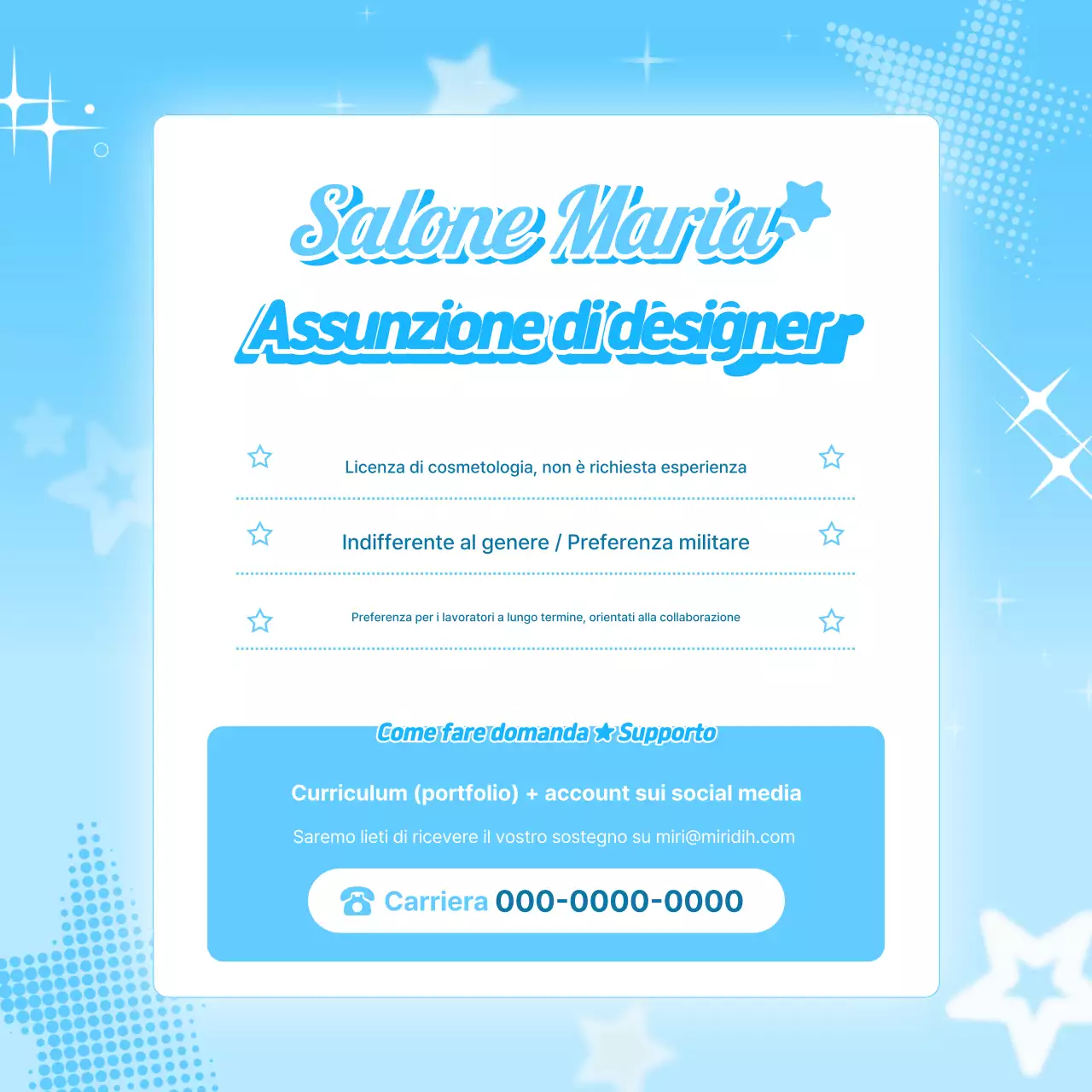 Annuncio di lavoro semplice blu cielo