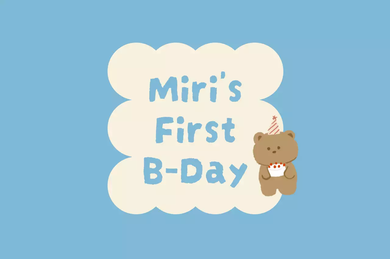 Thiệp mời sinh nhật dễ thương màu xanh da trời