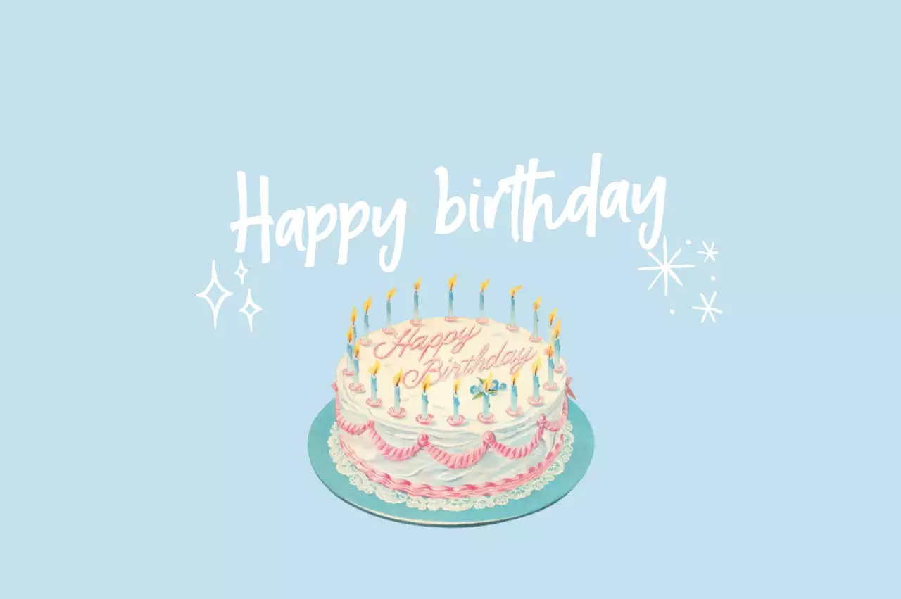 Perayaan Ulang Tahun Sederhana Biru Langit