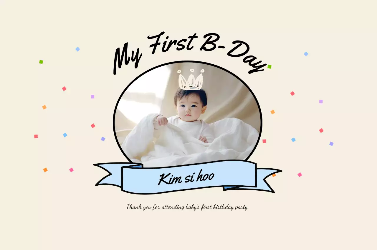 Thiệp mời tiệc mừng em bé màu be