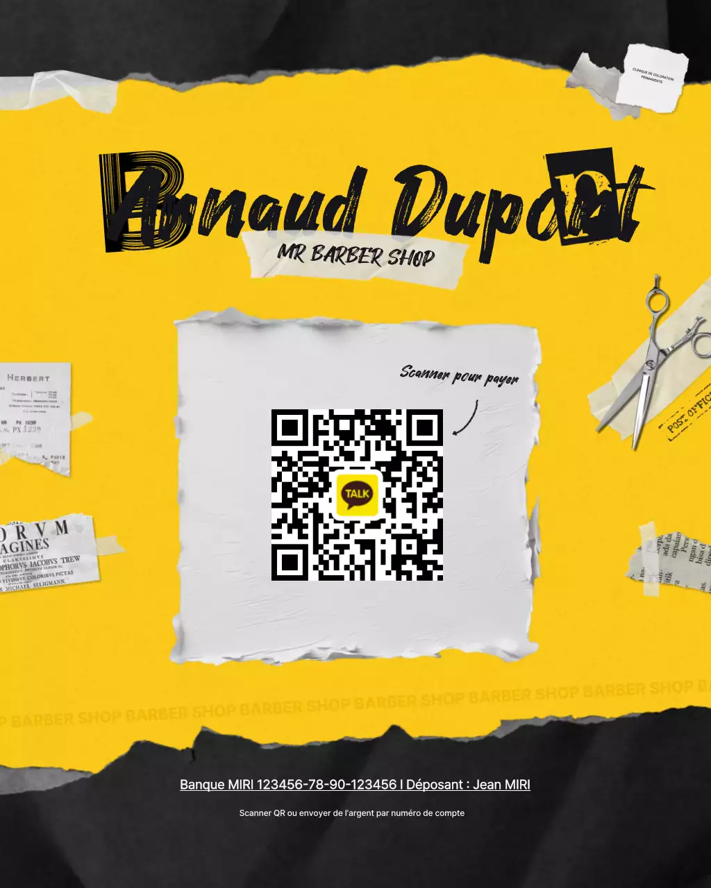 Promotion du salon de coiffure vintage jaune