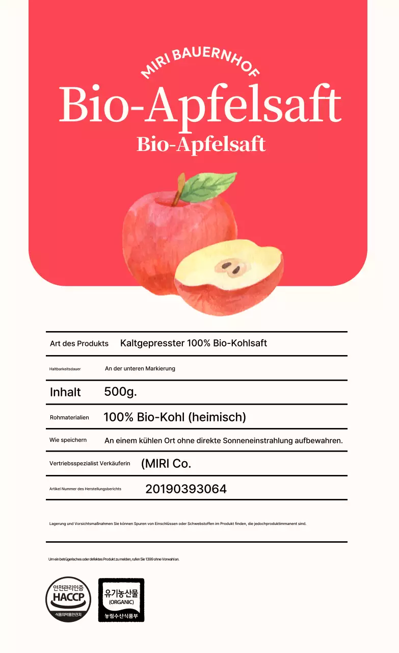 Red Simple Bio-Produktwerbung