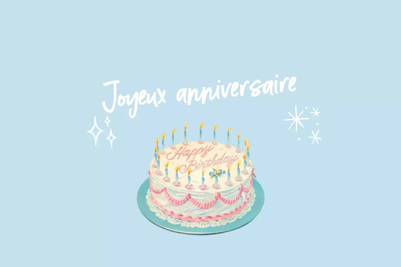 Célébration d'anniversaire simple bleu ciel