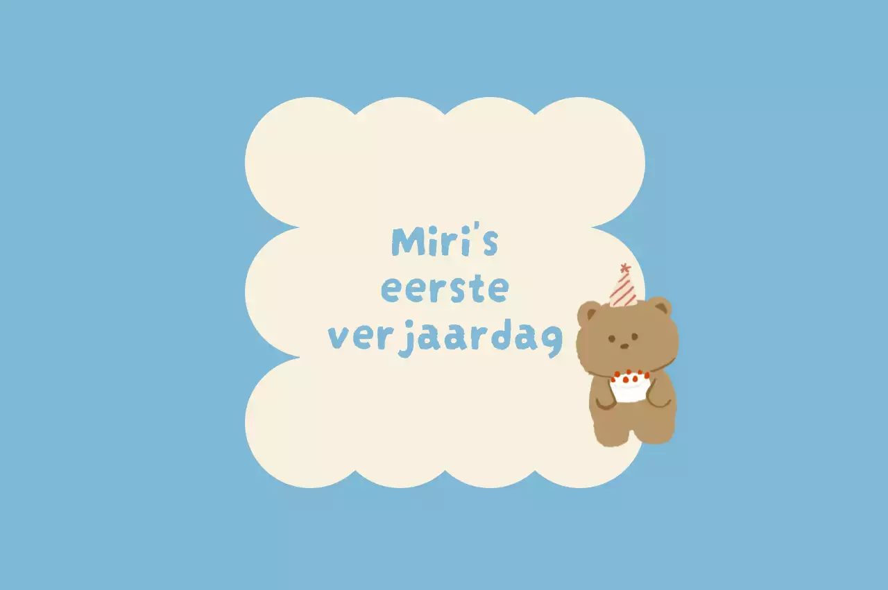 Hemelsblauwe schattige verjaardagsuitnodiging