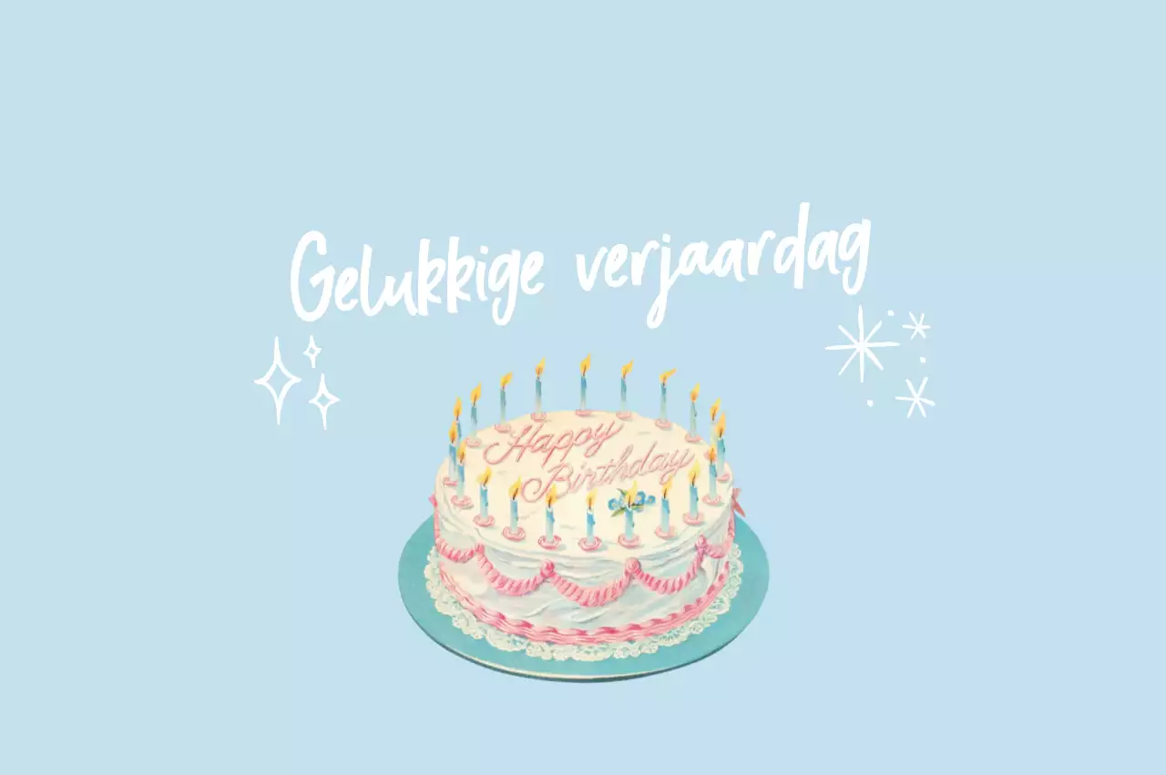 Hemelsblauwe eenvoudige verjaardagsviering