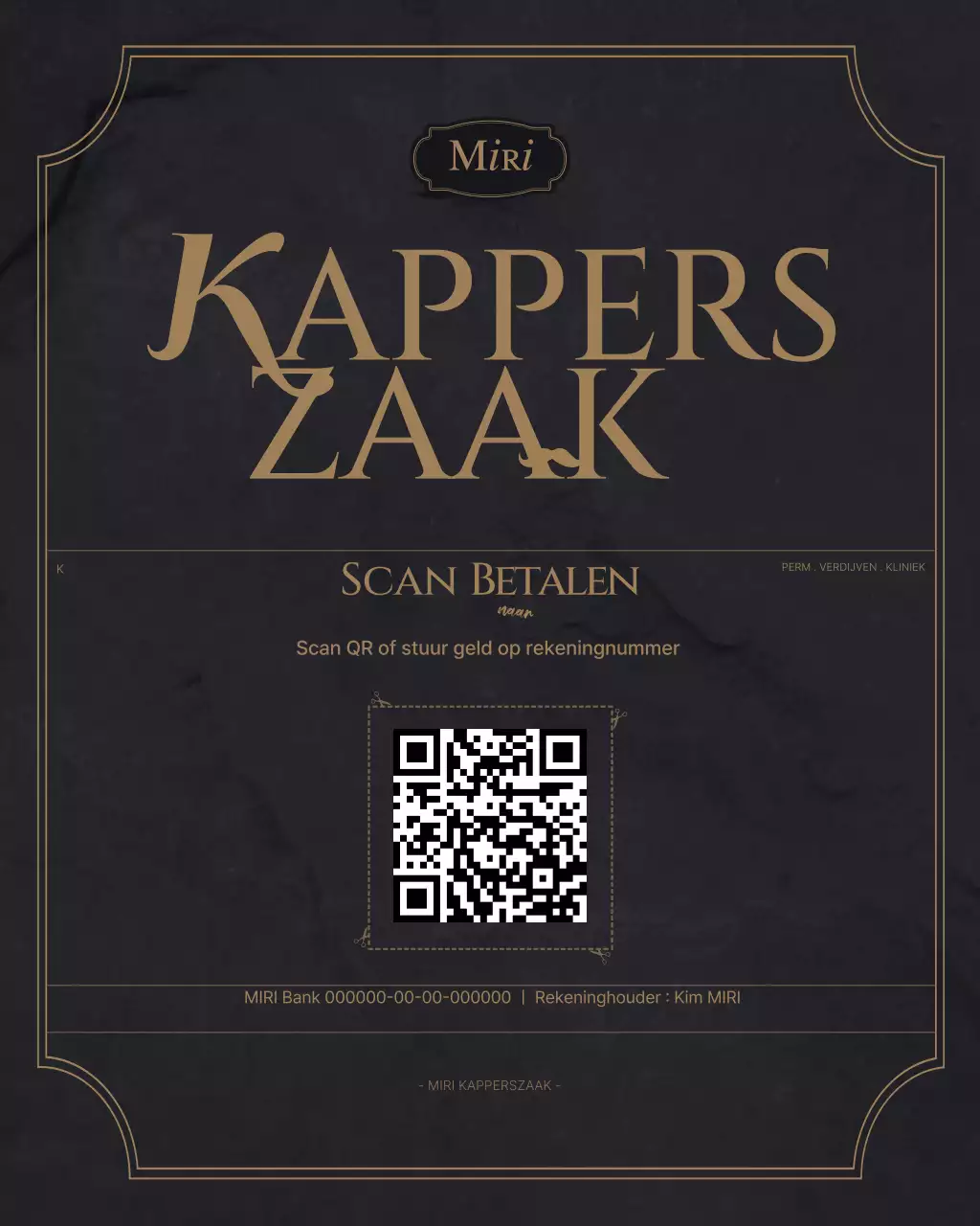Advertentie voor een zwarte klassieke kapperszaak
