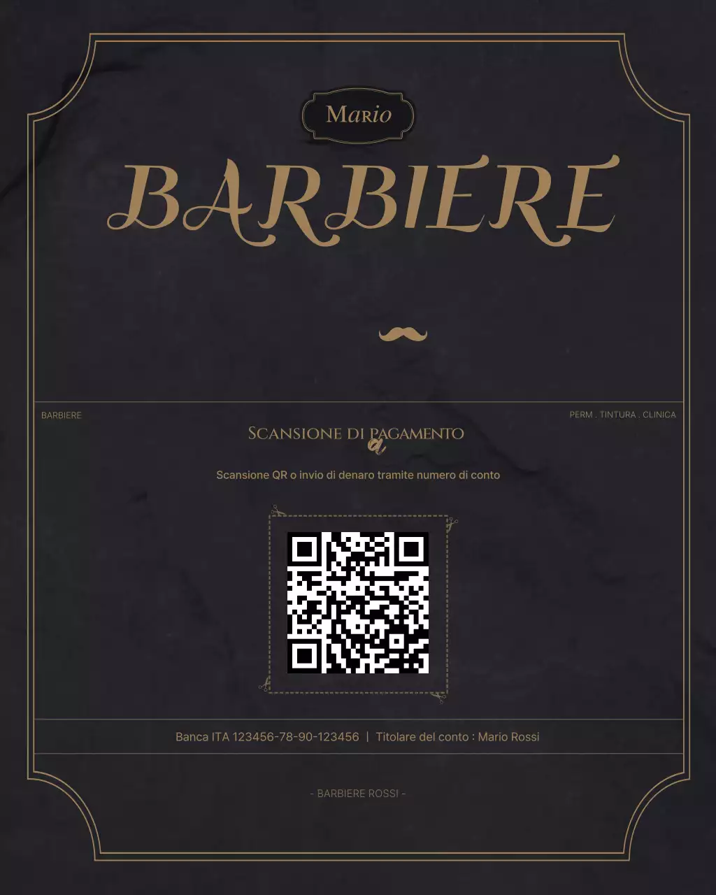 Pubblicità del barbiere classico nero