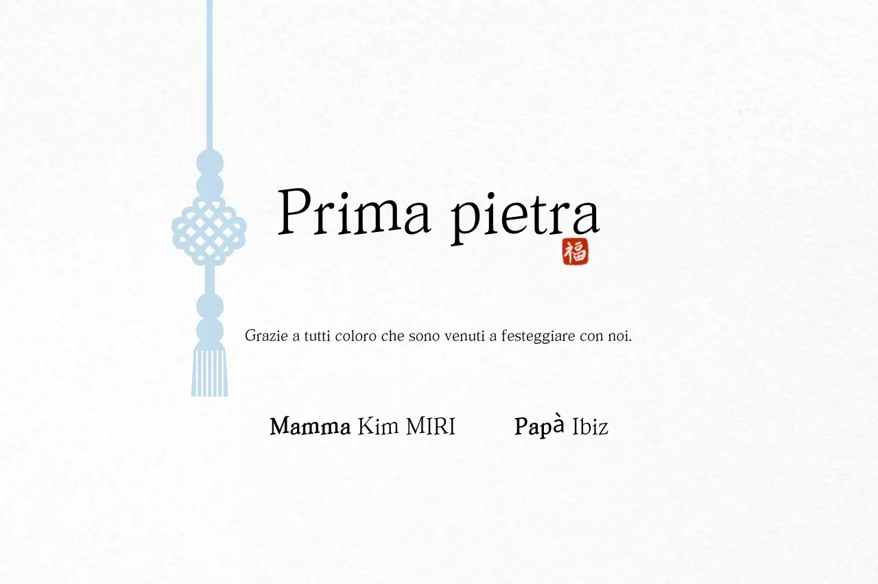 Invito tradizionale bianco per la festa del primo compleanno