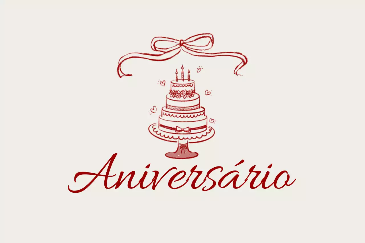 Cartão de Aniversário Simples Vermelho