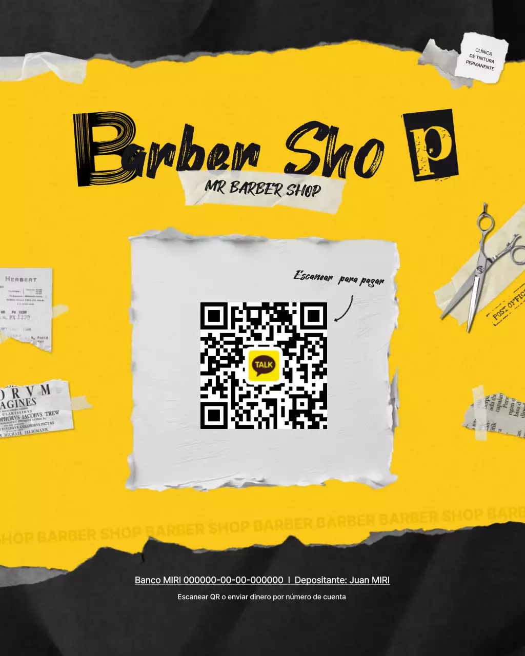 Promoción de barbería vintage amarilla