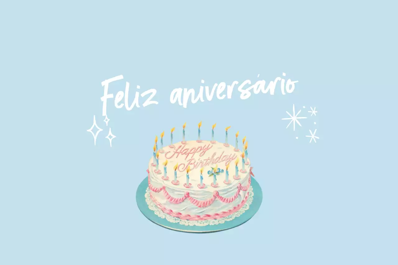 Celebração de aniversário simples em azul celeste