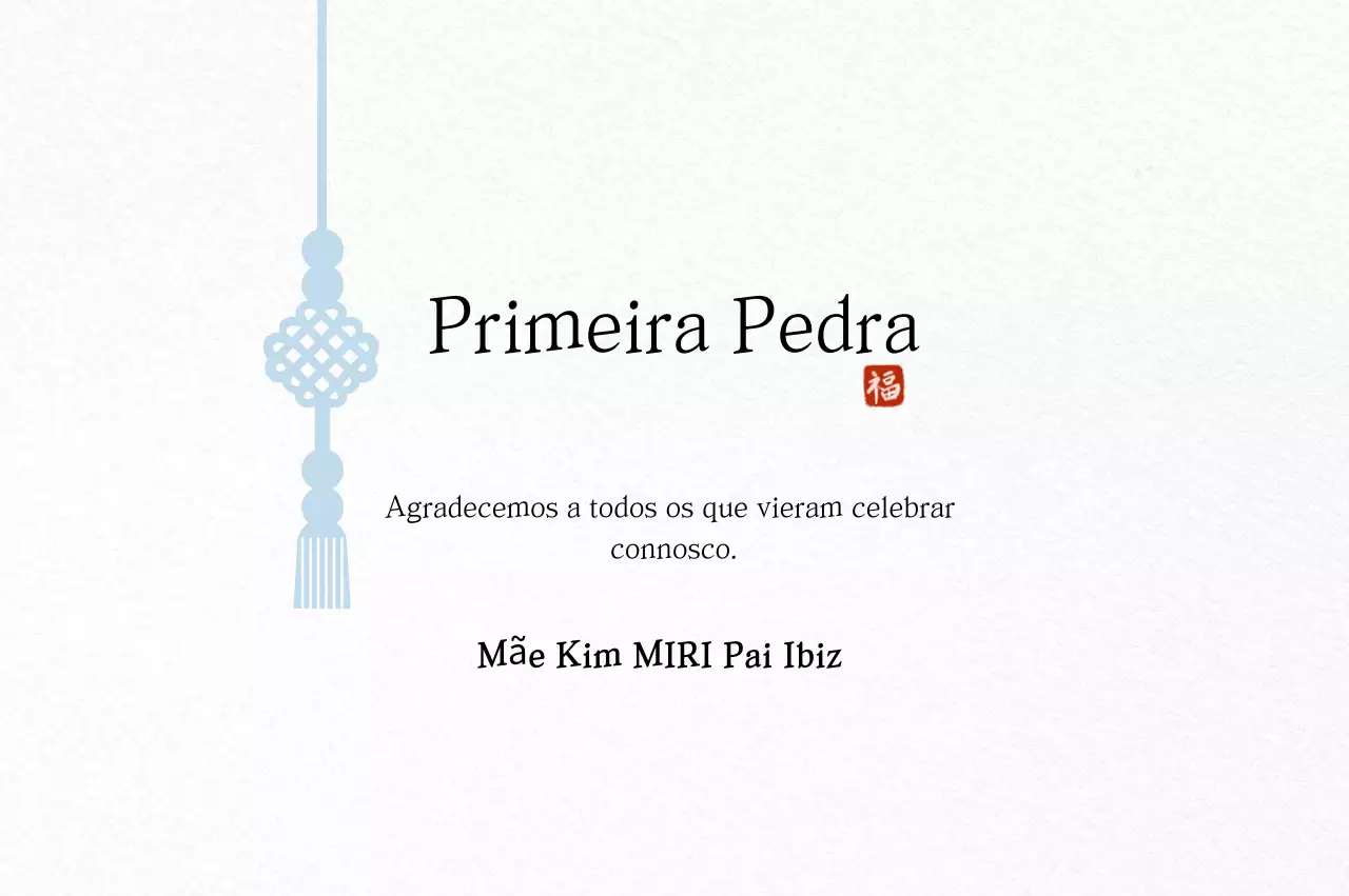 Convite tradicional branco para festa de primeiro aniversário