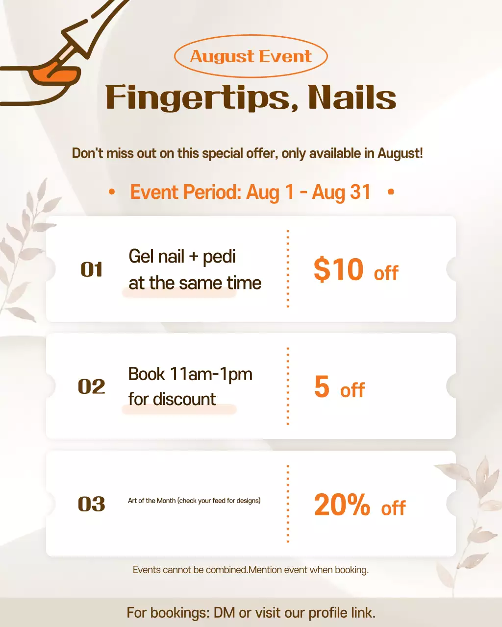 Beige Simple Nail Event Guide
