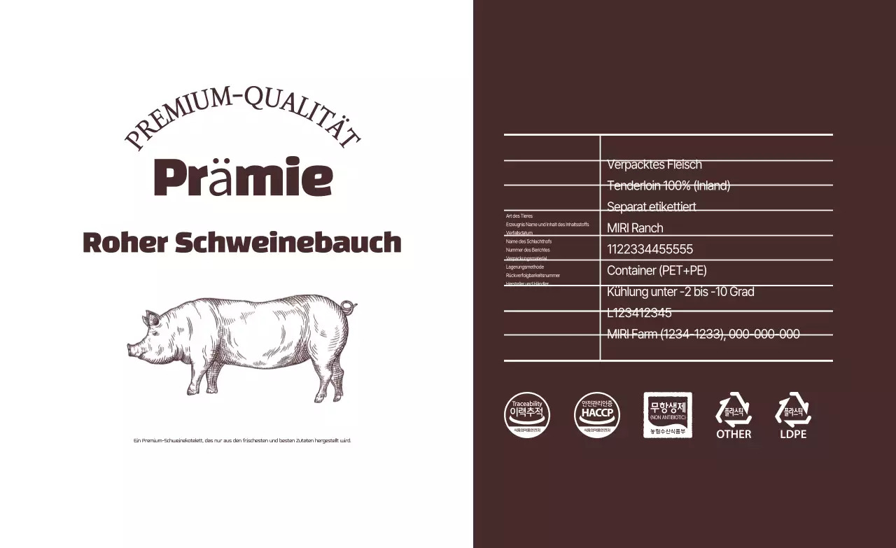 Braune traditionelle Fleischverpackung